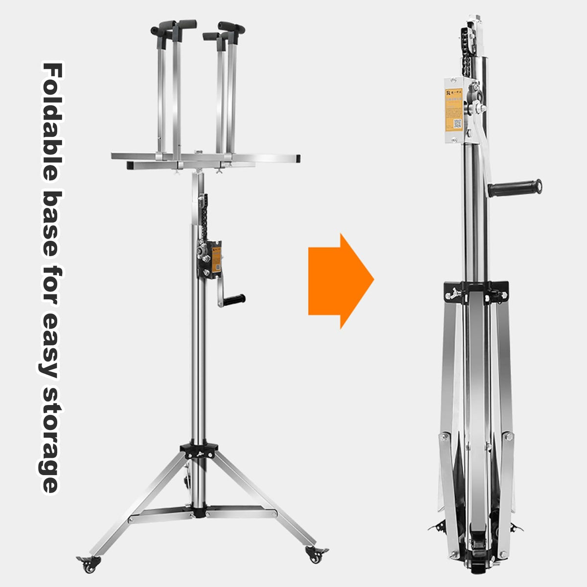 Sheetrock Lift Drywall Lift, Adjustable Telescopic Arm with Lockable Casters High 3.4M/3.7M/4.3M Drywall Jack Easy to Move Made of Galvanized Steel Pipe Stable and Durable(4.3M)