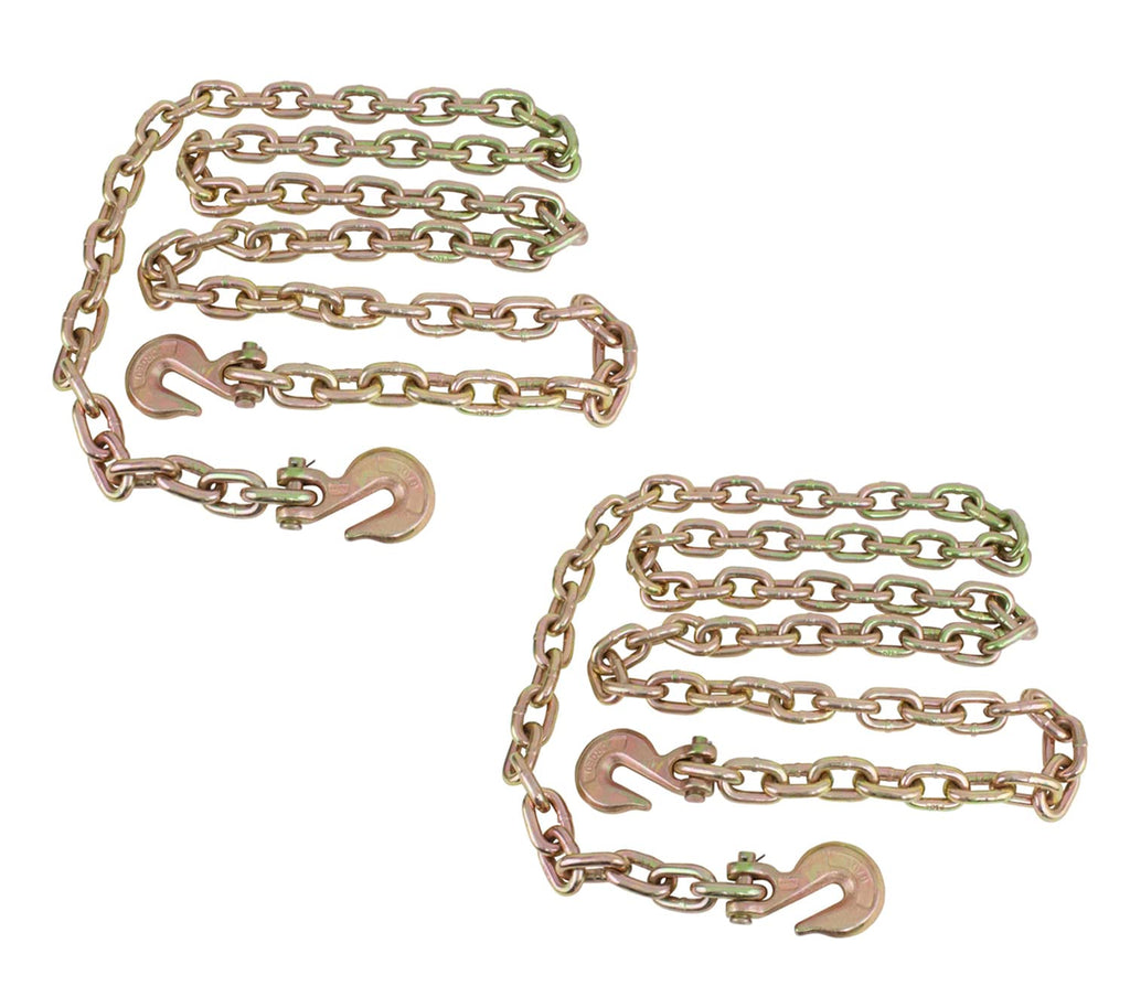 Mytee Products 2 Pack 1/2 Inch x 20 FT Grade 70 Binder Chain with Clevis Grab Hooks - G70 Transport Tow Chain - 11,300 Lbs Working Load Limit
