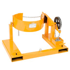 Global Industrial Forklift Tilting Drum Dumper with Pull Chain, 1500 Lbs Capacity,For Use with 55 Gallon Drums, Steel Construction, Yellow Powder Coat Finish