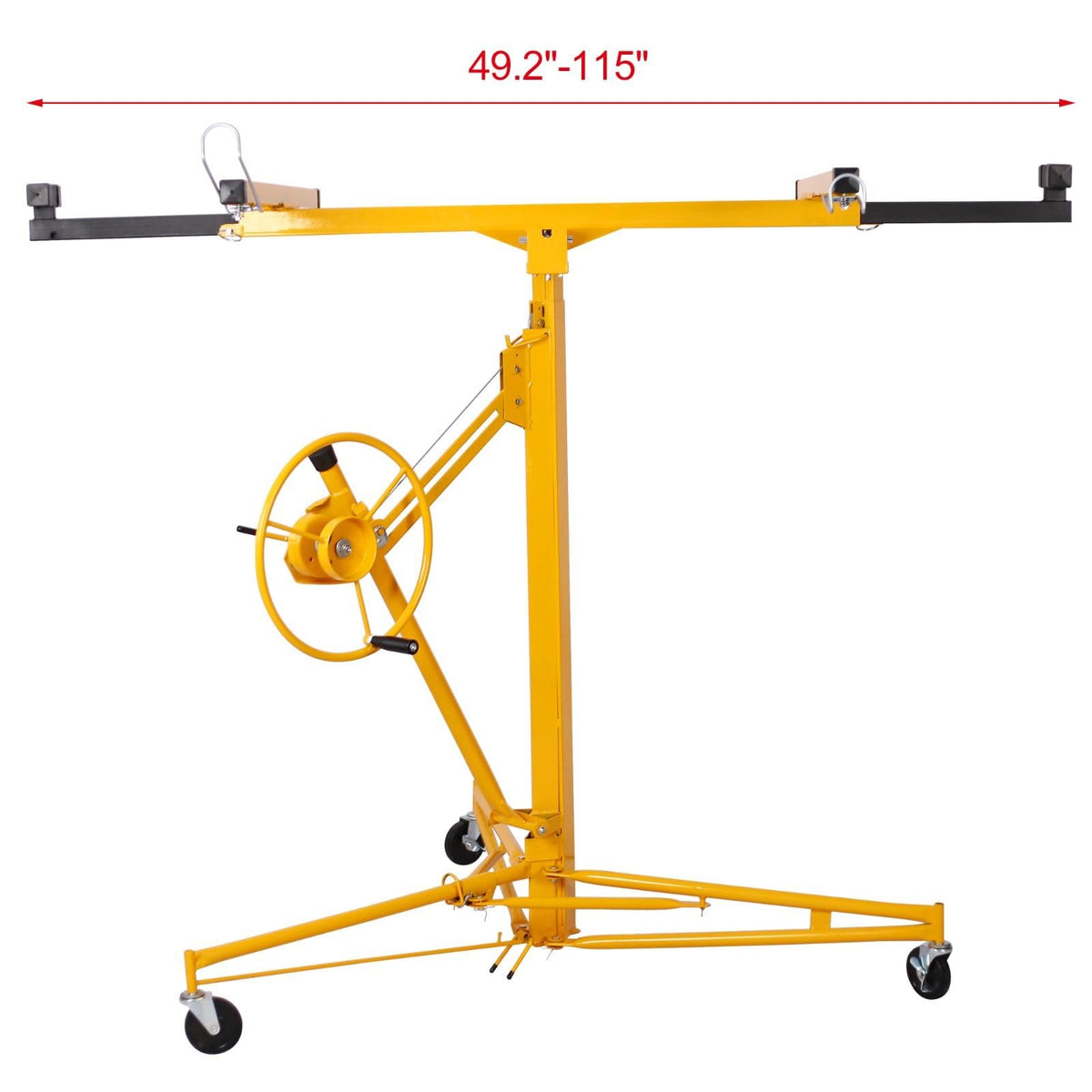 16ft Drywall Panel Hoist Lift, 150 Lbs Load Capacity, Adjustable Telescopic Arm, Built-In Winch with Brake, Perfect for Home and Commercial Use, Yellow