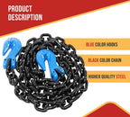 Mytee Products 2 Pack 3/8" x 10' G100 High Grade Transportation Chain w/Grab Hooks, 8800 lbs WLL