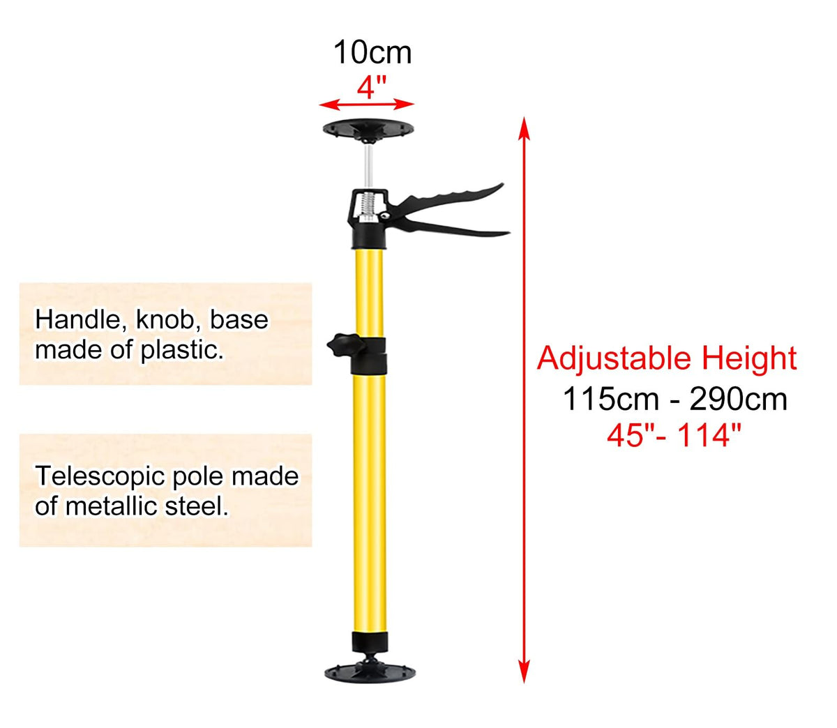 Vibeo Adjustable Support Pole Install Cabinets Tools with Bag, 3rd Hand Support Pole for Door Frame Cabinet Plasterboard, Drywall Lift Jack(2pcs,Large)