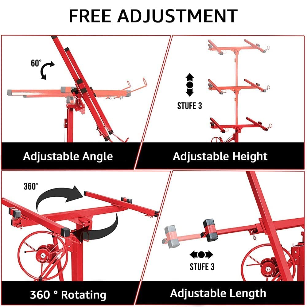 11FT Drywall Lift Panel Hoist 150LBS Red