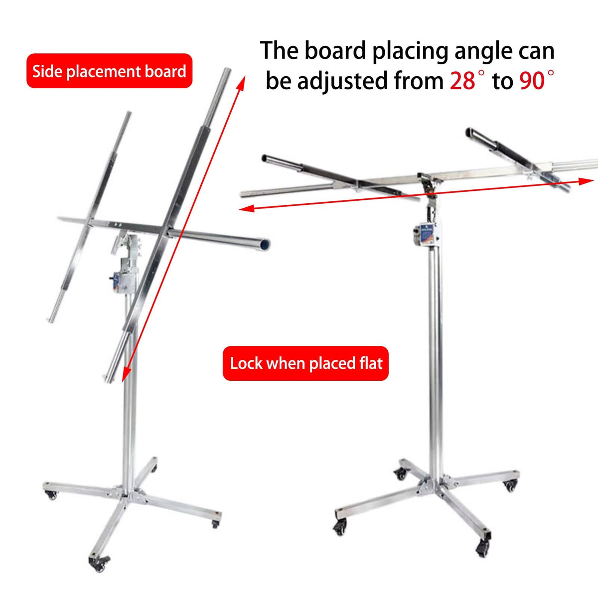 FORRTY Plaster Board Lifter PortableDrywall Lift Panel Hoist Construction Tools Sheetrock Drywall Panel Lifter Level Bracket Lockable Wheels(3.2m)