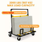 Upgrade Heavy Duty Folding Drywall Cart, 2000 lbs Load Capacity Drywall Dolly with 360 Swivel Wheels, Collapsible Panel Truck and Sheetrock Moving Cart for Jobsite, Garage, Plywood