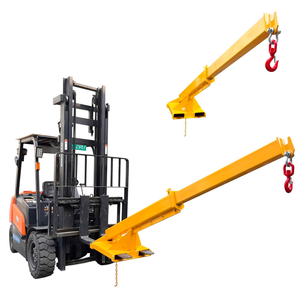 Forklift Mobile Crane, Forklift Extension Attachments Crane, 6600lbs Loading Capacity, with Truss Hoist Jib Boom and Hook, for Towing Handling Equipment, Yellow
