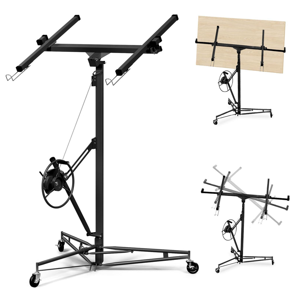 16FT Drywall Lift Sheetrock Lift, 150LBS Drywall Lift Panel Hoist with 4 Lockable Wheels for Ceiling, Drywall Rolling Lifter Panel, Drywall Jack Lift for Home & Commercial Use, Yellow