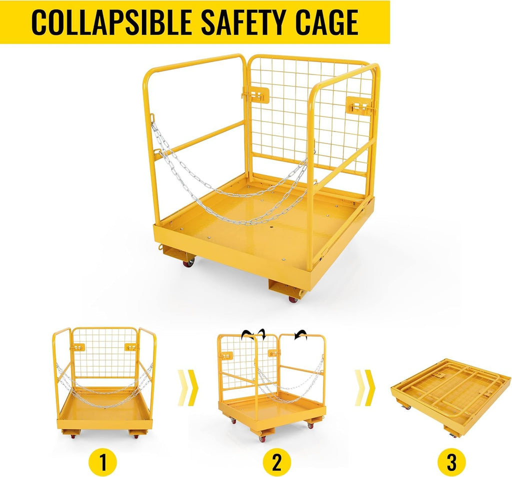 Forklift Safety Cage 36"x36" Inch Heavy Duty Forklift Man Basket 1150lbs Capacity Forklift Work Platform Provide Safety for Most Aerial Jobs,36"
