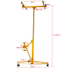 16FT Drywall Lift Sheetrock Lift, 150LBS Capacity, Drywall Lift Panel Hoist with Telescopic Arm, Drywall Jack Lift with 3 Lockable Wheels for Home Improvement, 4'x16' Panel Size, Yellow