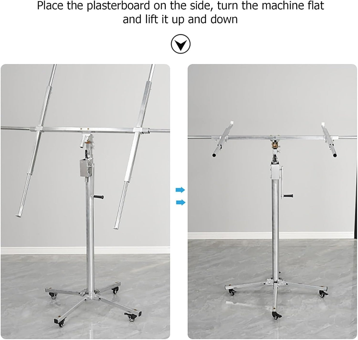 Heavy Duty Drywall Lift Plaster Board Lifter Drywall Plasterboard Lifter with Wheels Height 10.5/12.4FT Load Capacity 170 lbs Easy to Assemble and Move Suitable for Construction Sites,3.2m