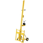 Drywall Lift Hoist 10ft, 150LBS Capacity Drywall Panel Hoist for Ceiling Installation, Heavy Duty Steel Construction with Self-Locking Winch & Rubber Tires(Yellow)