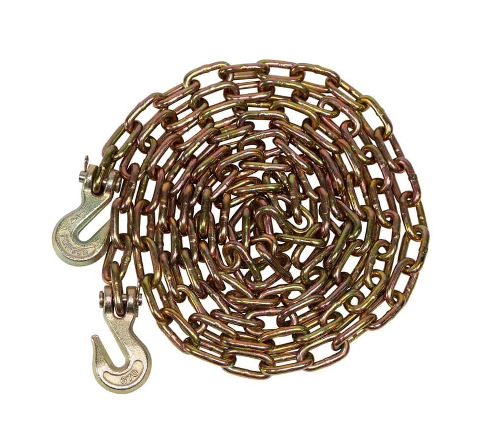 Mytee Products 4 Pack 5/16 Inch x 20 FT Grade 70 Binder Chain with Clevis Grab Hooks - G70 Transport Tow Chain - 4,700 Lbs Working Load Limit