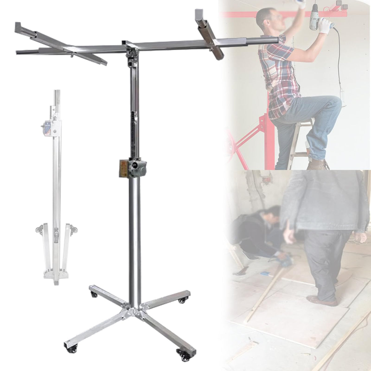 Foldable Drywall Lift - Heavy-Duty Panel Hoist for Easy Installation in Home Improvement Projects