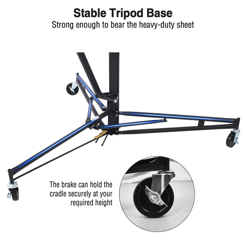 Drywall Lift 11FT – Drywall Lifter Panel Jack, 150LBS Heavy Duty Sheetrock Hoist with 360° Adjustable Telescopic Arm & Wheels (Black)