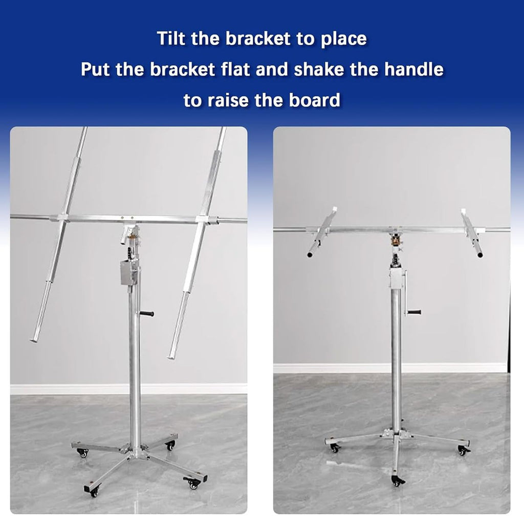 Gypsum Board Lifter, Sheet Lifter, Level Gauge, Lifting Jack Tool with Lockable Universal Wheels, Strong Load-Bearing Capacity, Suitable for Construction, Construction Sites ()