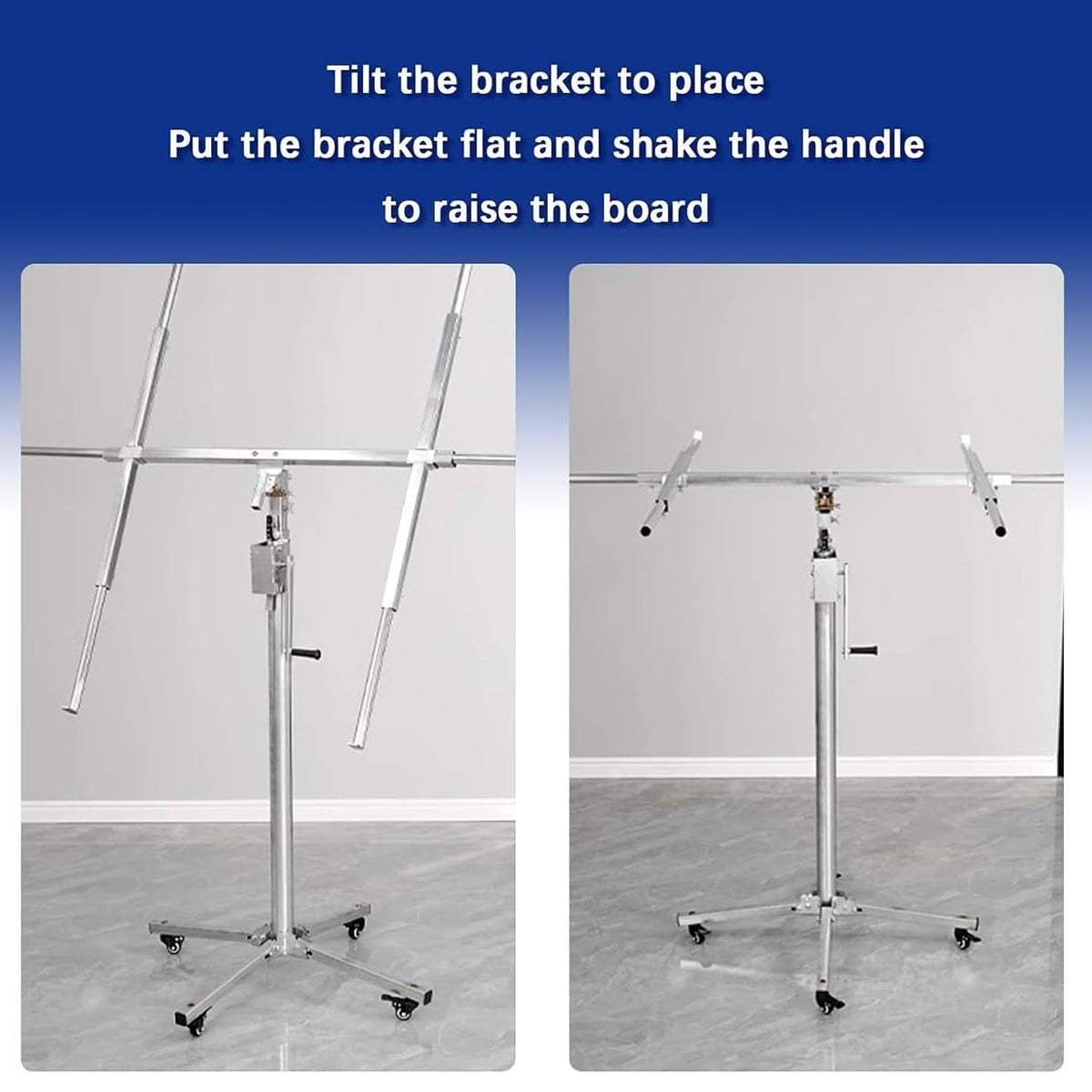 Gypsum Board Lifter, Sheet Lifter, Level Gauge, Lifting Jack Tool with Lockable Universal Wheels, Strong Load-Bearing Capacity, Suitable for Construction, Construction Sites ()
