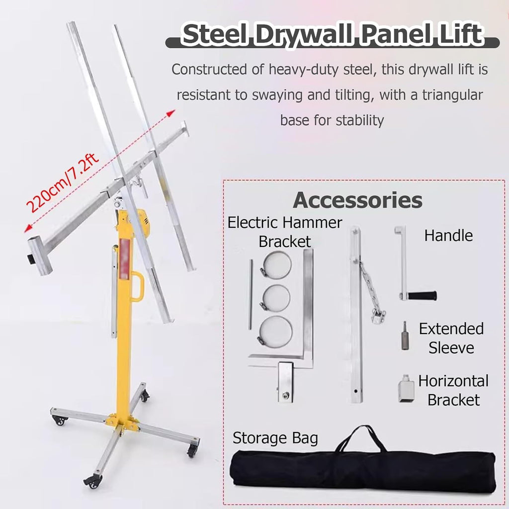 10Ft 11Feet 13Foot 15' 16Ft Tall Rolling Sheetrock Lift with Universal Wheel, Drywall Jack Lift for Ceiling and Walls, Drywall Panel Hoist for Gypsum/Wooden/Metal/PVC Board(3.5 m/11.5 ft)