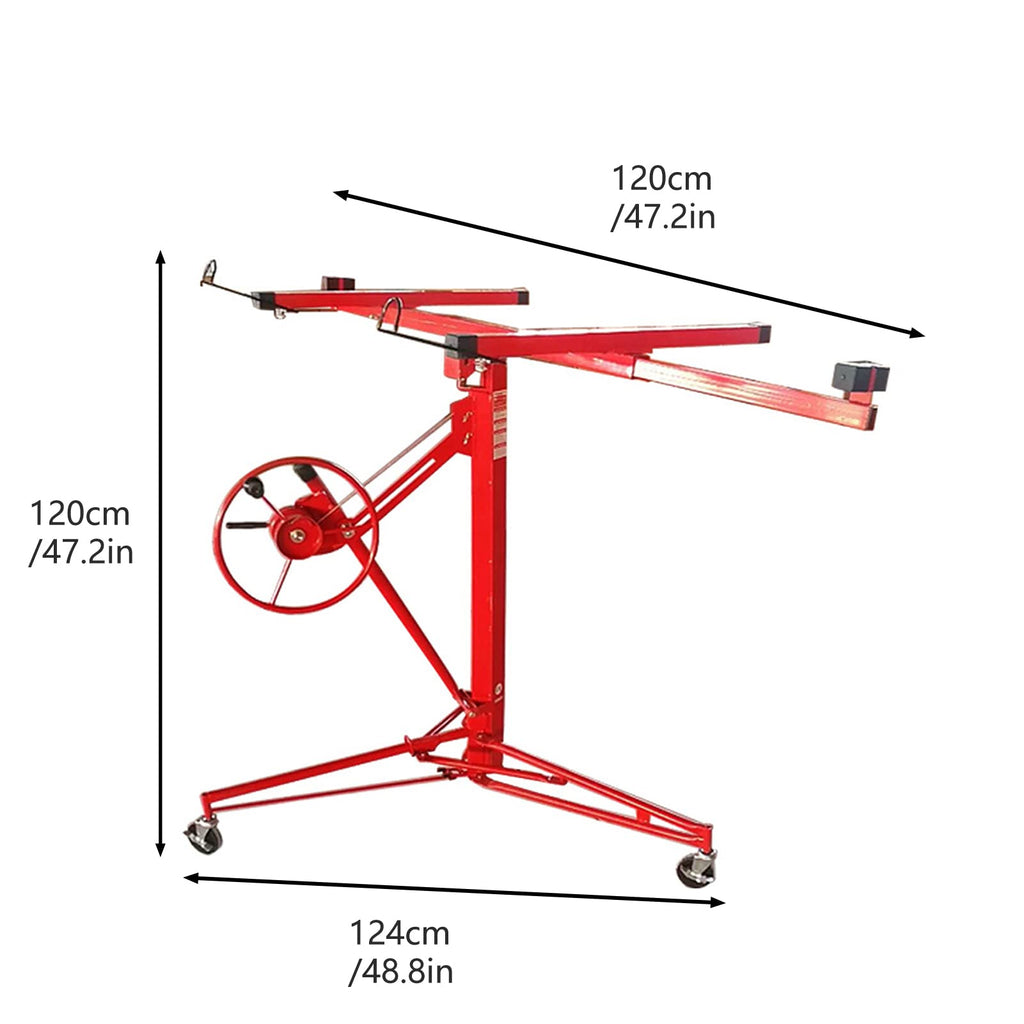 Plasterboard Lifter Height Adjustable Good Load-bearing with Castors Detachable Multi-Function Drywall Lift Plasterboard Panel Rolling Lifter Gadget (Metal)