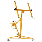16ft Drywall Panel Hoist Lift, 150 Lbs Load Capacity, Adjustable Telescopic Arm, Built-In Winch with Brake, Perfect for Home and Commercial Use, Yellow