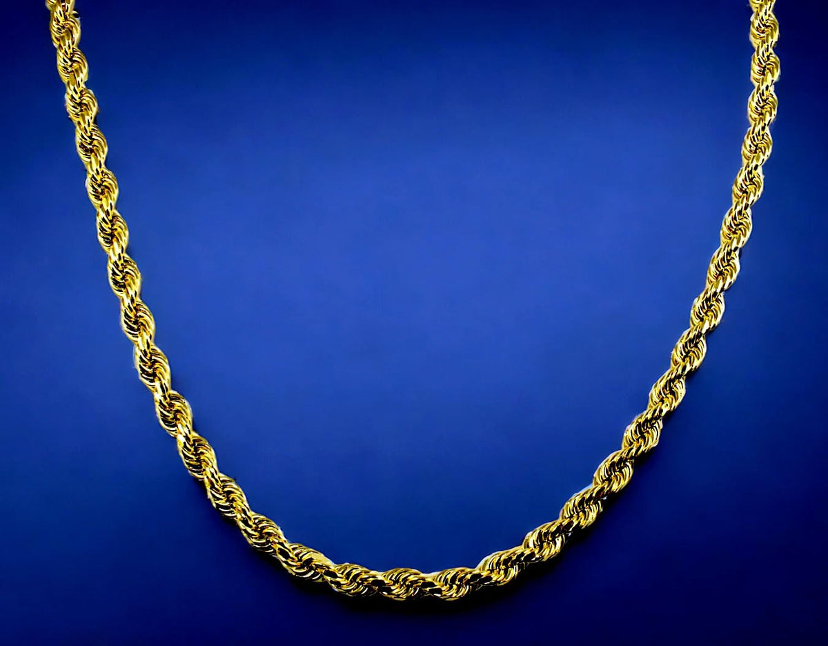 10K Yellow Gold Rope Necklace Bracelet Chain Diamond Cut 2mm-10mm 7"-30" | MADE IN ITALY