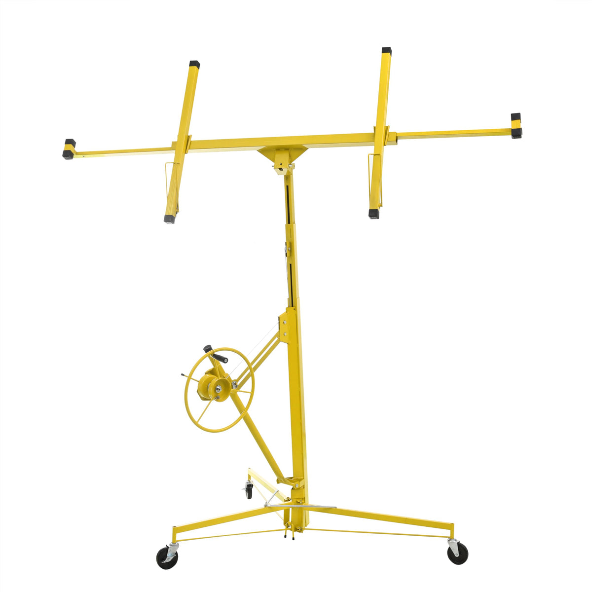 16 FT Drywall Lift – Panel Rolling Hoist Jack Lifter Sheetrock, Drywall Lifting Construction Tools, Caster Wheel with Adjustable Telescopic Arm, Yellow