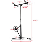 Drywall Lift 16 FT Panel Hoist, Rolling Drywall Hoist Jack Lifter with Winch & Brake, Heavy Duty Sheetrock Lift for Ceiling & Wall Installation,Black