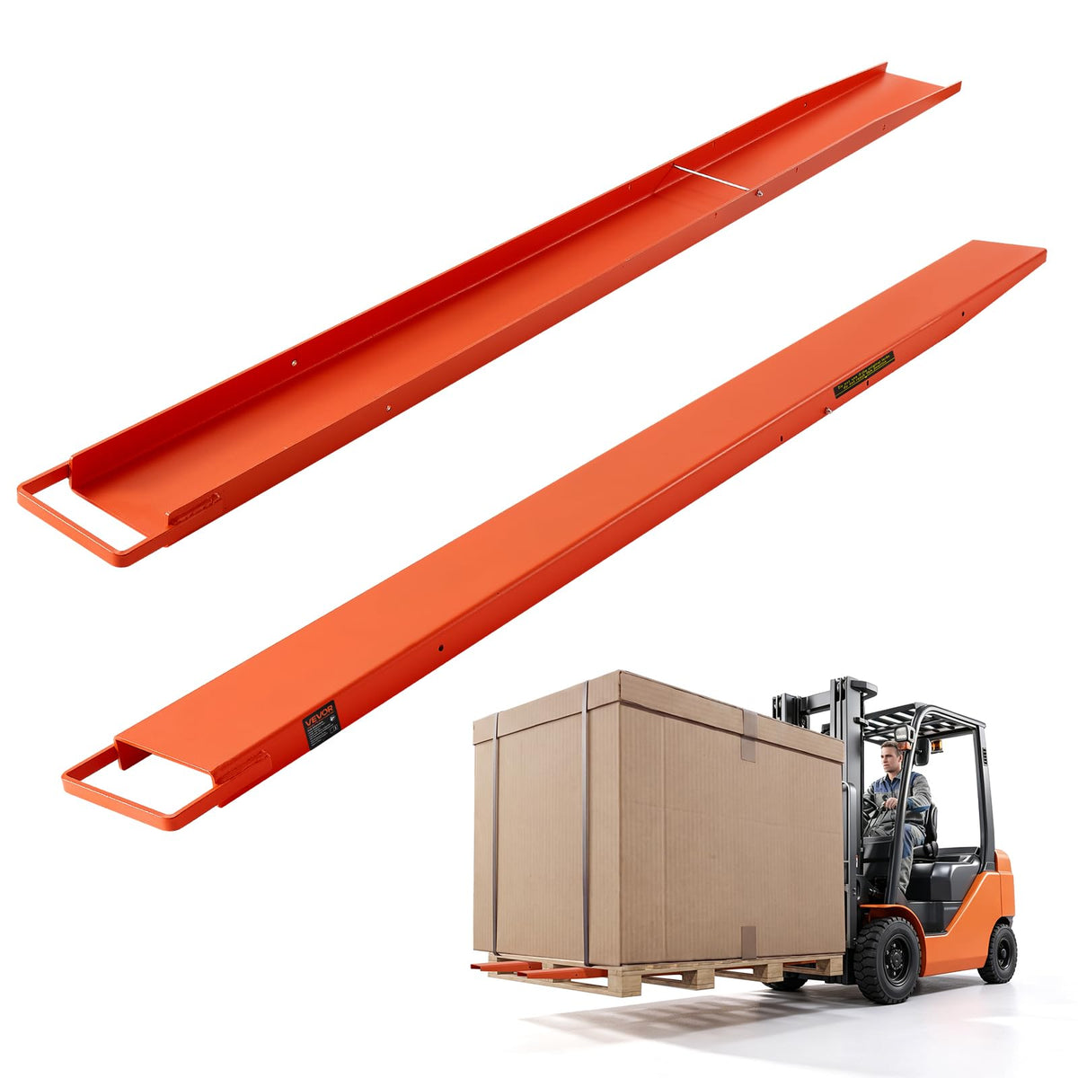 VEVOR Forklift Extensions 96 x 6.5 in, Upgrade Retaining Loop & Bottom Lock