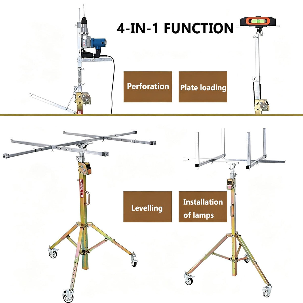 Mobile Plasterboard Lifter,80kg Drywall Lift,Lockable Wheels,Site Work 3.5m