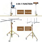 Plasterboard Lifter Hoist 80kg Capacity 4m, Lockable Wheel Drywall Lift 4m