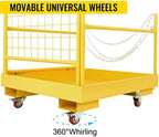 Forklift Safety Cage, Forklift Man Basket 1150lbs Capacity, Work Platform with Safety Harness & Lock, Drain Hole & Wheels & Tool Basket, Perfect for Aerial Work