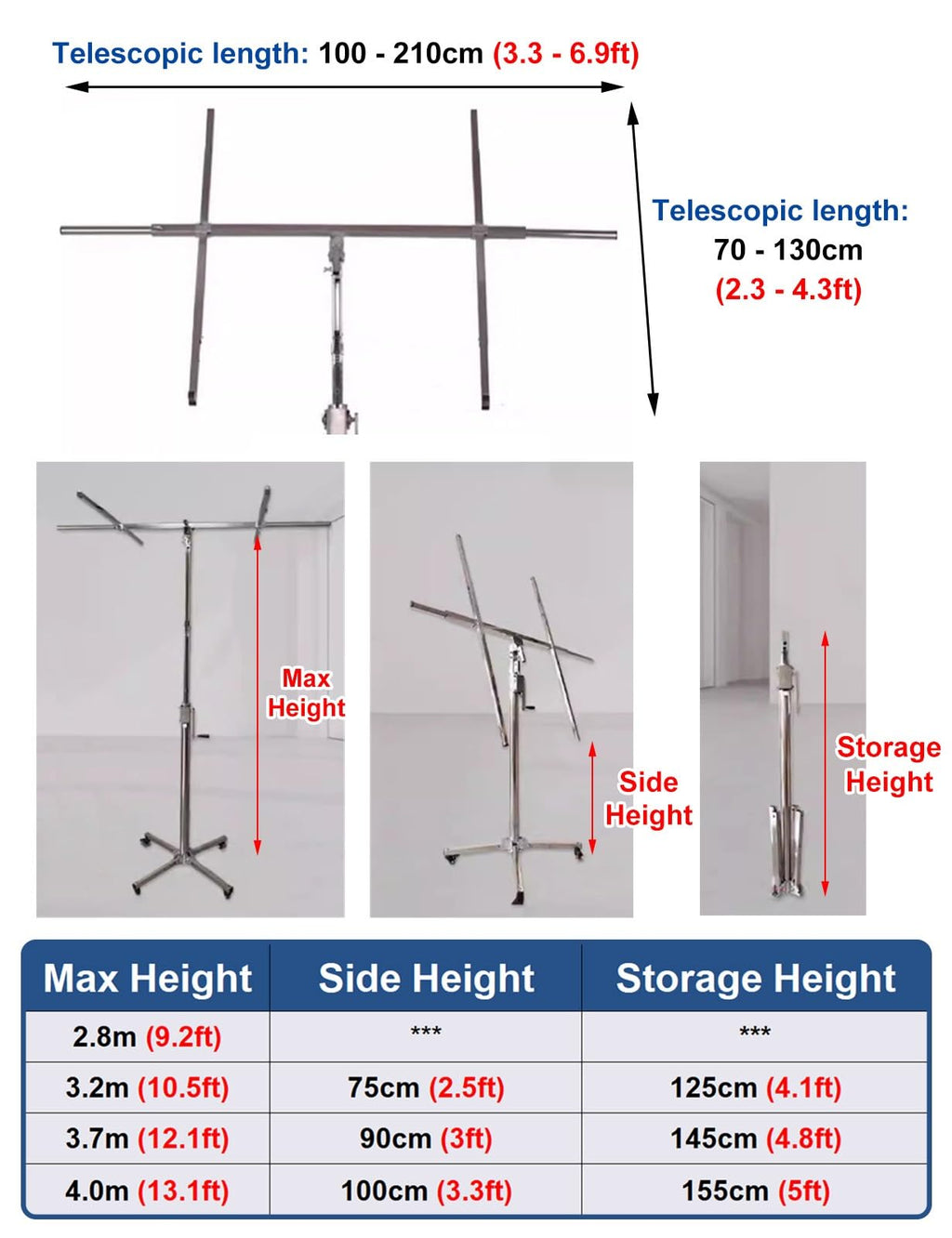 ZIMGOD Drywall Lift Jack Tool for Ceiling Residential, Home Improvement Drywall Lifter Hoist, Commercial Sheetrock Construction Tool, Lockable Plasterboard Hoist(Max Height 2.8m/9.2ft)