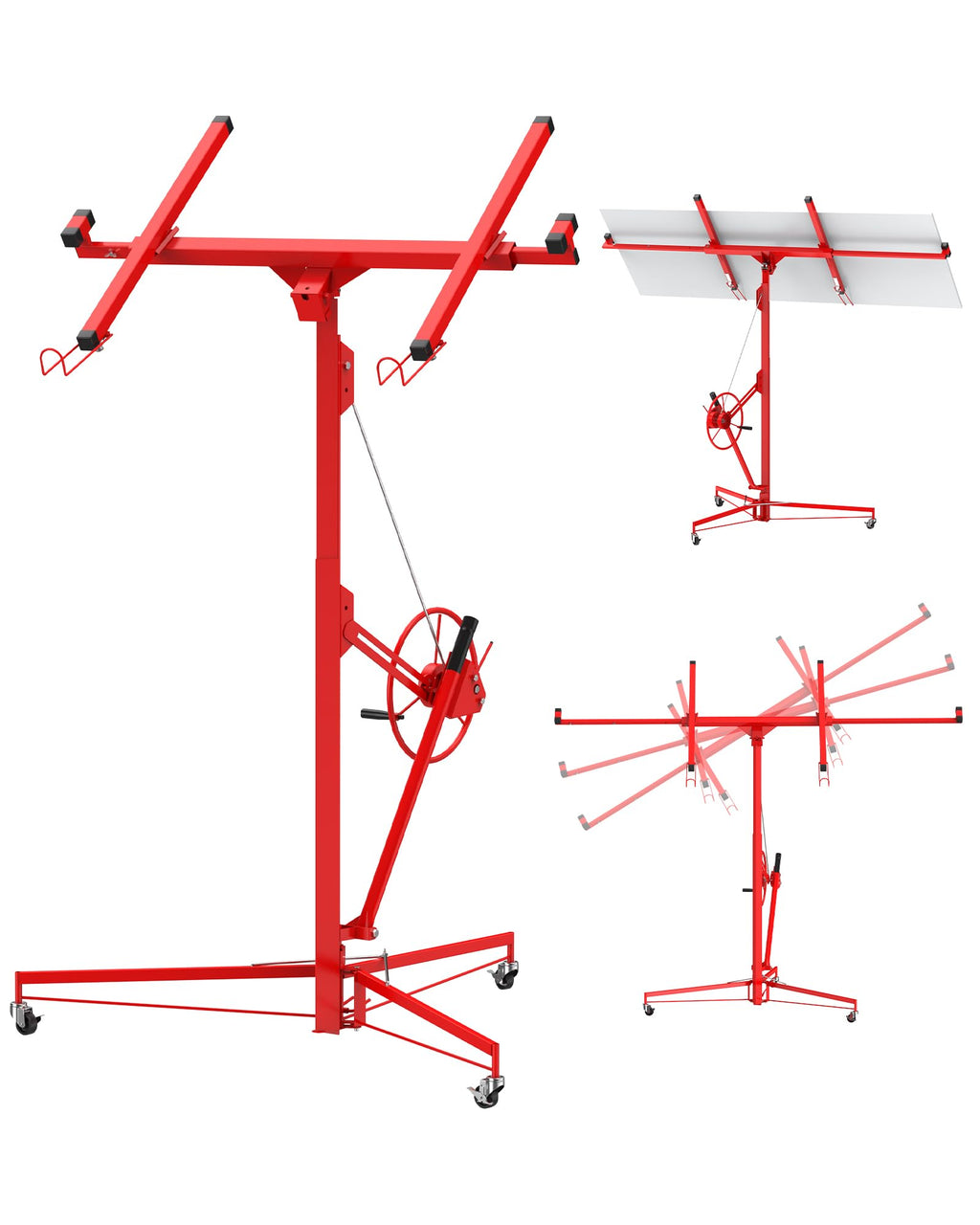 16ft Drywall Lifter Panel Hoist with Wheels,150 LBS Capacity