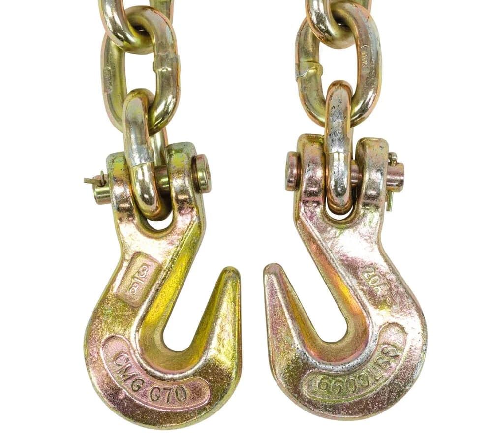 Mytee Products 2 Pack NEW 3/8" x 16' Grade 70 Transport Chain Made in USA! with G70 Grab Hooks