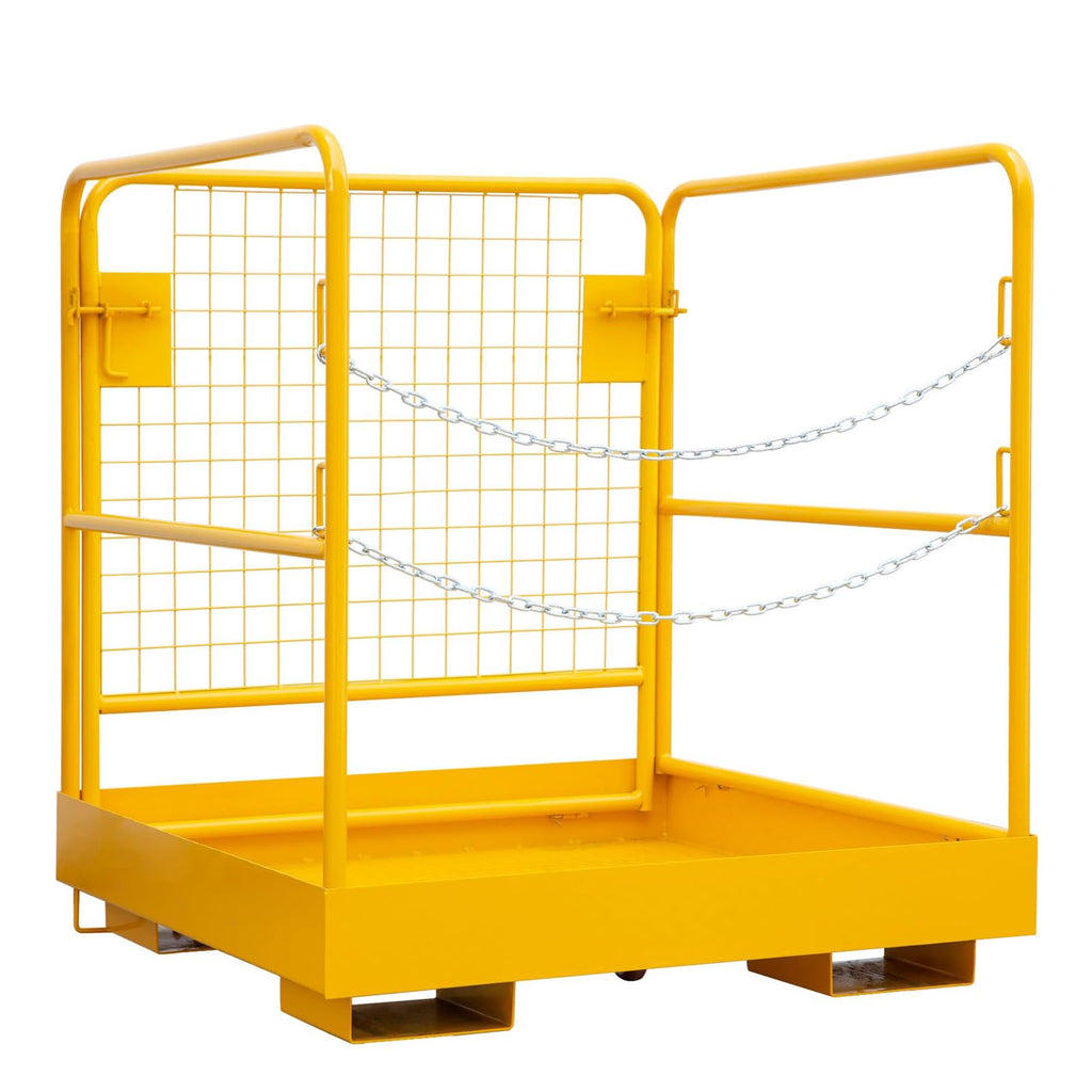 Forklift Safety Cage 36"x36", Forklift Work Platform 1200LBS Capacity, Heavy Duty Forklift Basket Man Platform with 2 Chain, Perfect for Aerial Work