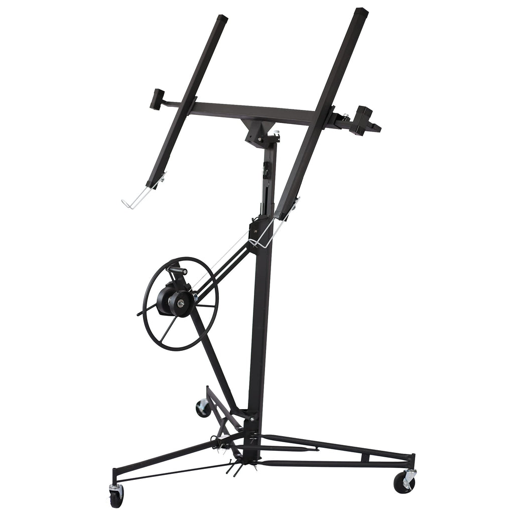 13' Drywall Lift Panel Hoist Jack Lifter - 150 Lbs Capacity, One-Person Operation,Welded Steel Construction with Powder Coating, Adjustable Telescopic Arm (5.15'-13'), Built-in Winch & Brake (Black)