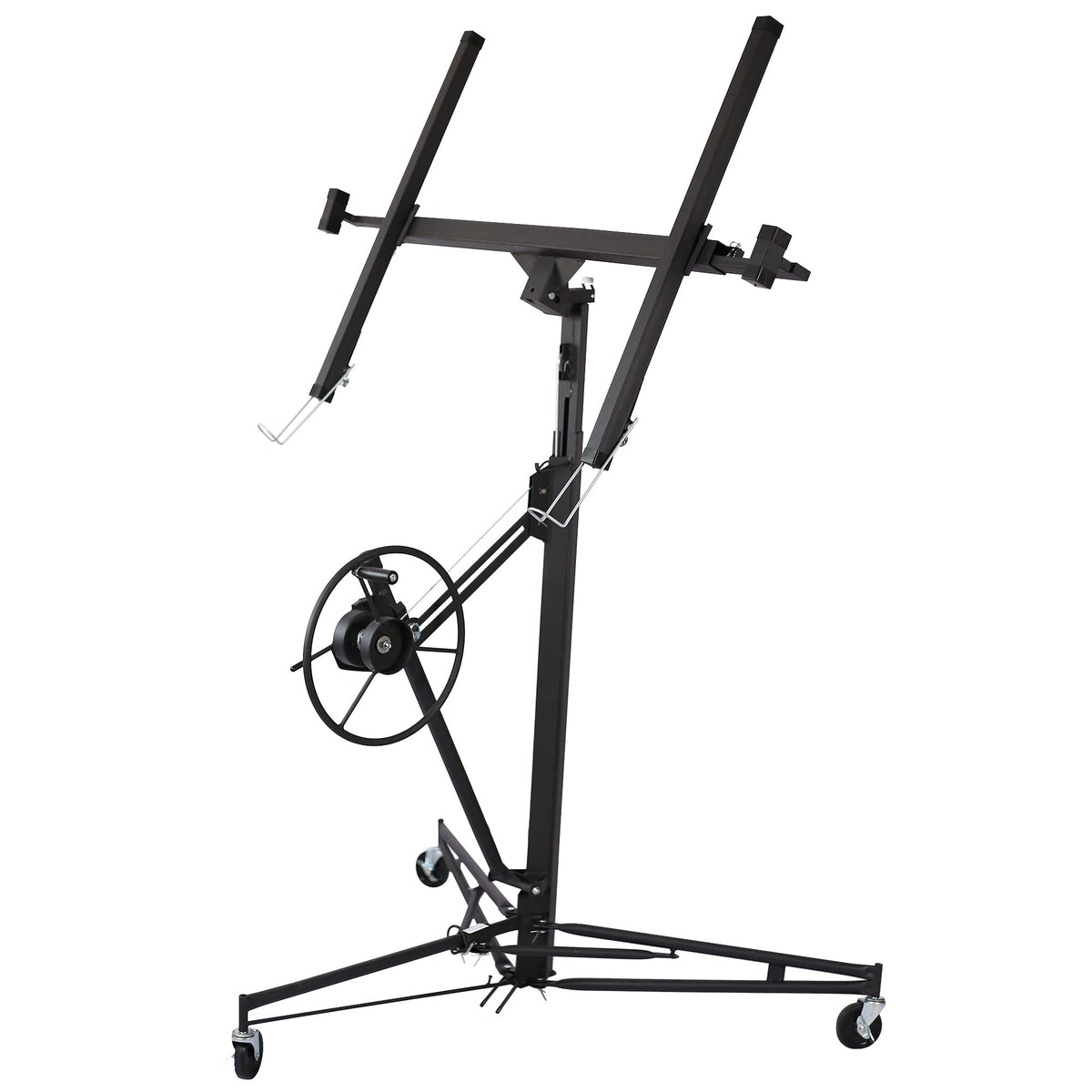 Tidyard Drywall Panel Hoist, Rolling Drywall Lift with Built-in Winch Brake, 16 ft Adjustable Height Steel Frame Cradle Hoist for Ceiling and Wall Installation