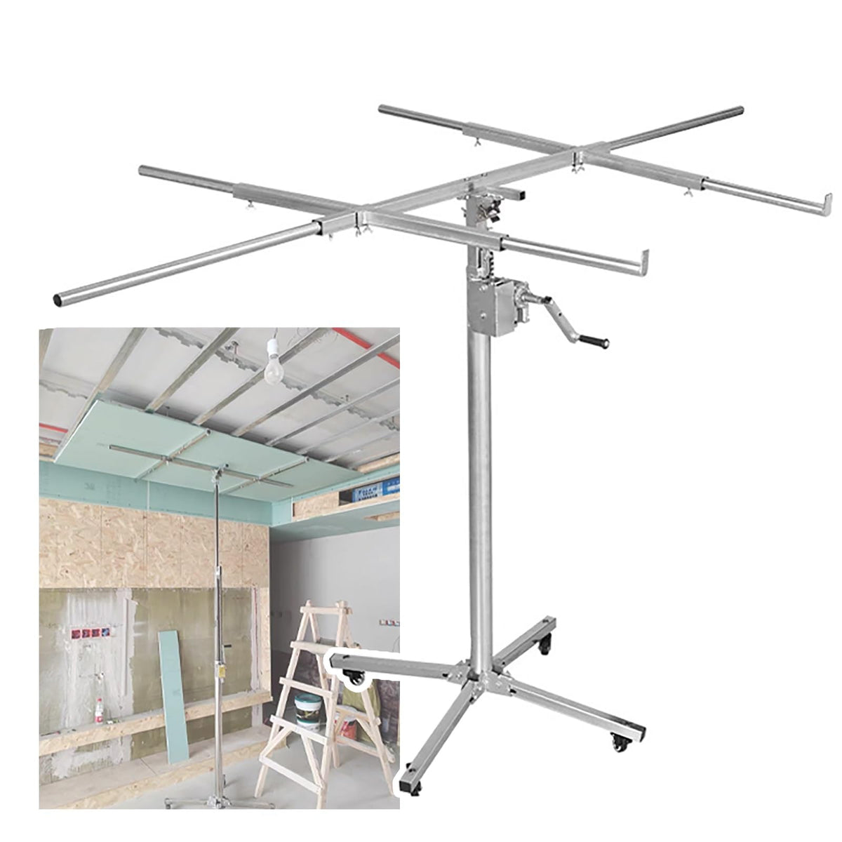 Drywall Lift Panel Rolling Hoist Jack Lifter,3.8mPerson Drywall Panel Hoist for Walls & Ceiling