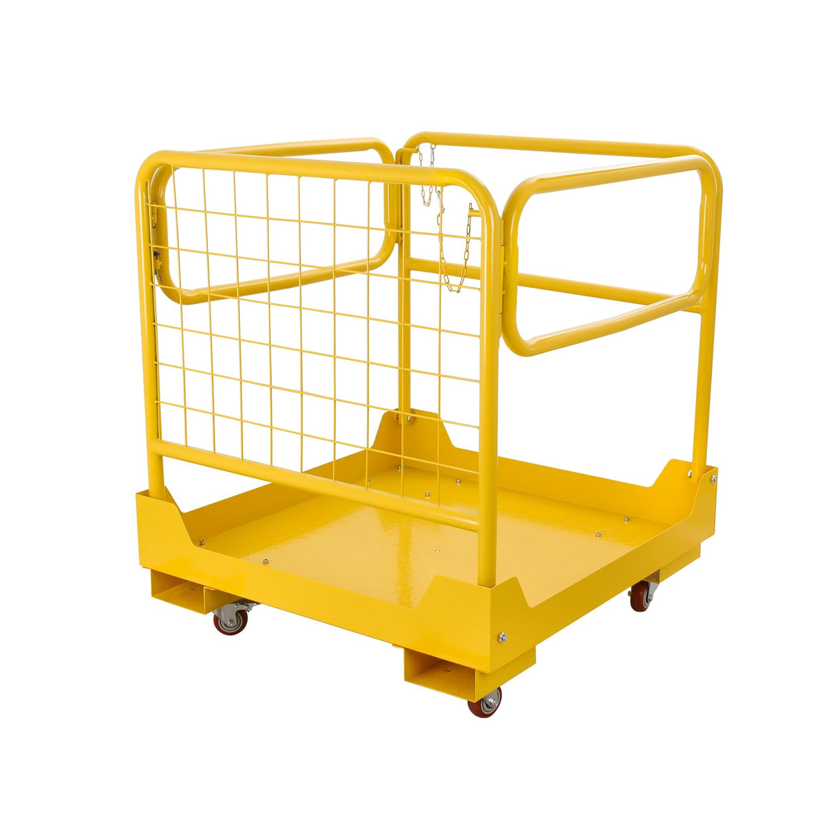 Forklift Safety Cage 36''x36'', 1200 LBS Capacity Forklift Work Platform with 4 Universal Swivel Wheels, Collapsible Lift Basket Aerial Rails Aerial Platform
