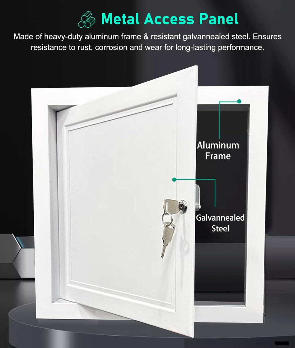 Lockable Ceiling Access Panel 11x26in - Drywall Lift Attic Door for Easy Inspection, Service & Cable, Electrical, Plumbing Access - Durable Hatch Cover, Secure & Convenient