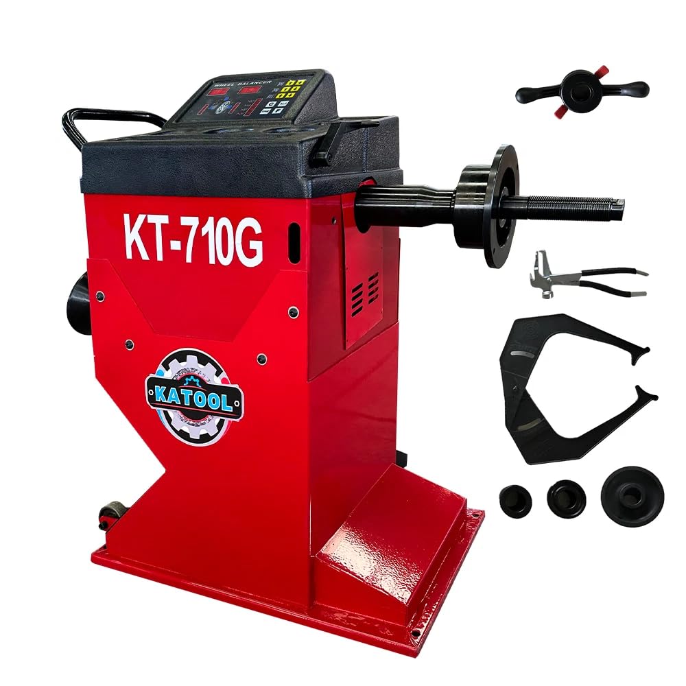 KT-T8019 Dual-System Changer Machine and KT-710 Portable Wheel Balancer for Car and Motorcycle Fits Tire Size 10-21", Motorcycle Inner Rim Diameter 6-24", with 2 Sets of Adapters
