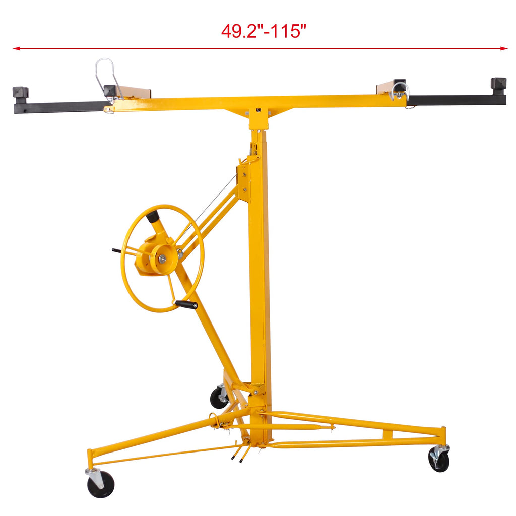 Professional Drywall Panel Hoist with Heavy-Duty Steel Construction, Secure Locking and Built-In Winch - Drywall Lift Lifts Up to 11 Feet, 150lbs Load Capacity (Yellow, 11 ft)
