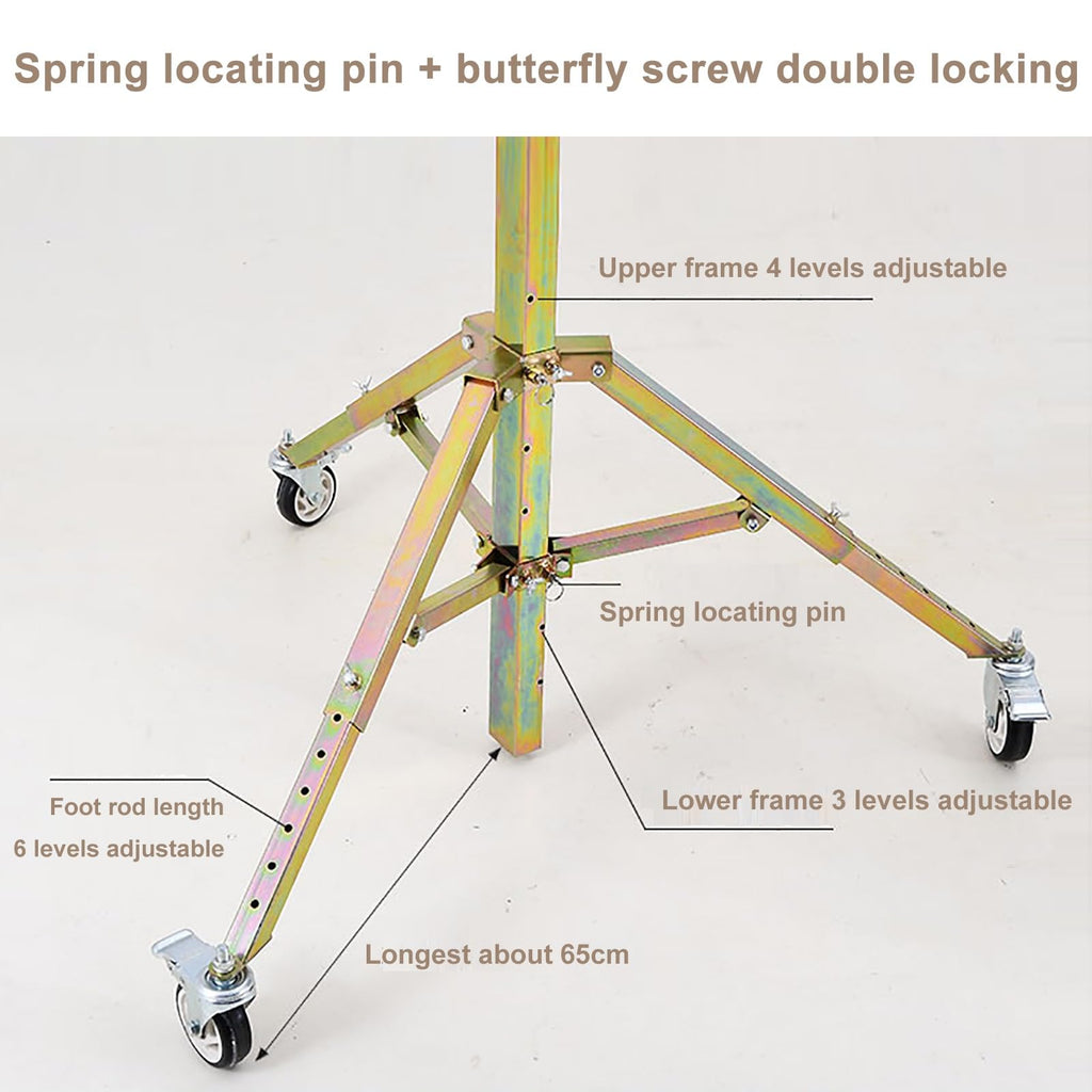 Drywall Jack Lifter, Adjustable Telescopic Arm Drywall Lifter with Locking Casters Convenient and Labor-Saving Portable Commercial Woodworking Tools Lighting Installation Tools(3M)