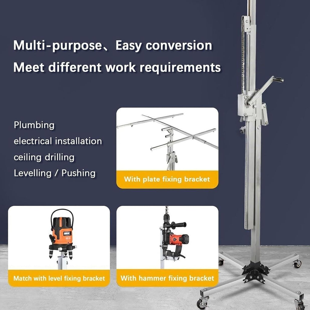 Drywall Lifter - Heavy Duty Portable Lift Jack Tool with Lockable Wheels, Durable Metal Construction for Easy Drywall Handling