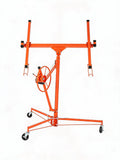 11 ft Drywall Lift Panel Hoist, 150 lb Capacity, Telescopic Arm, 360° Swivel Cradle, 3 Locking Caster Wheels, Black
