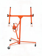 11 ft Drywall Lift Panel Hoist, 150 lb Capacity, Telescopic Arm, 360° Swivel Cradle, 3 Locking Caster Wheels, Black