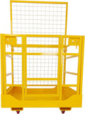 Forklift Safety Cage, 43 in x45 in Forklift Man Basket,1800 LBS Forklift Work Platform with Safety Harness & Lock,Forklift Aerial Platform 2-Man Collapsible Lift Basket for Lifting Loader (Orange)