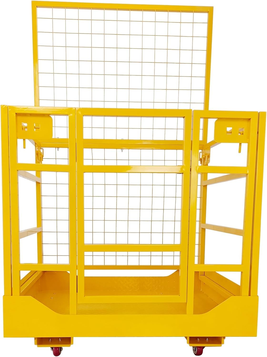 Forklift Safety Cage, 43 in x45 in Forklift Man Basket,1800 LBS Forklift Work Platform with Safety Harness & Lock,Forklift Aerial Platform 2-Man Collapsible Lift Basket for Lifting Loader (Orange)