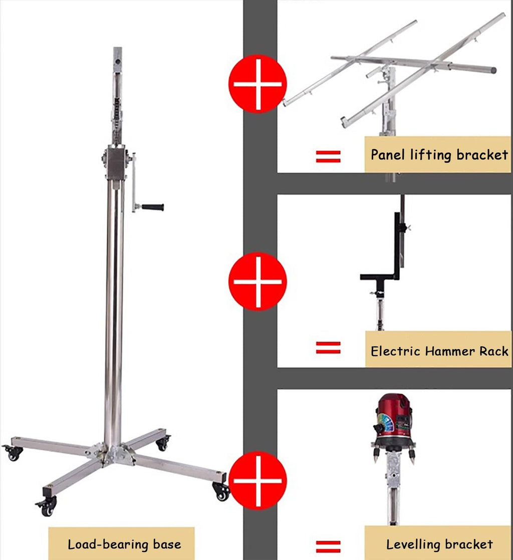 Drywall Lift Heavy Duty Drywall Panel Lifter for Ceilings, Stainless Steels Plaster Board Hoist, Construction Lockable Tool, 50kg Mobile Sheetrock Rise Assist(2.8m(9ft))