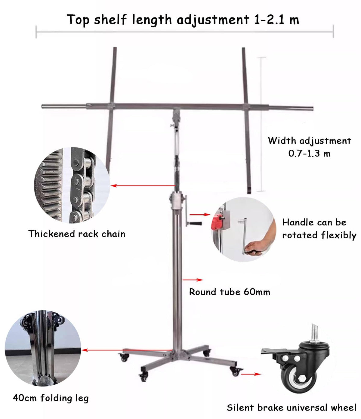 Drywall Lift Stainless Steels Board Lifter for Drywall, 4 Wheels Plasterboard Ceiling Hoist for Construction, Rolling Saving Labor Sheetrock Jack Lift Tools(2.8m(9ft))