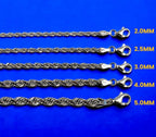 14K White Gold Rope Chain Necklace Bracelet Diamond Cut Real Gold 2mm-6mm 7"-30" | MADE IN ITALY